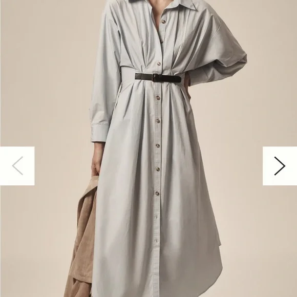 NWT Elegant Light Blue Belted Shirt Dress - Picture 1 of 4